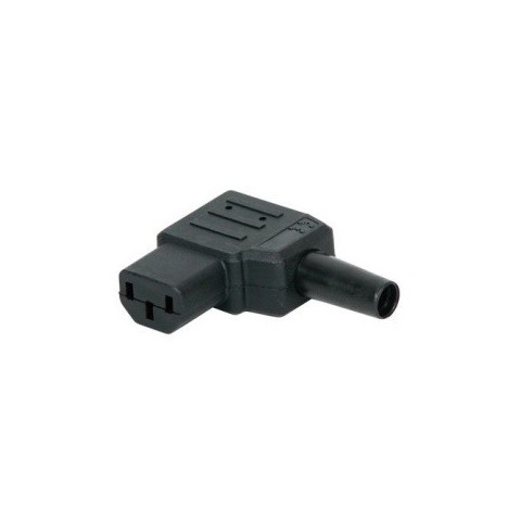 Conector Aereo IEC C13 (10A/220V) Hembra Negro Angulado Izquierda