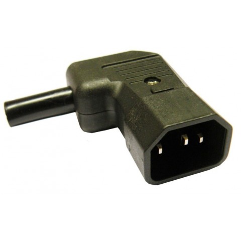 Conector Aereo IEC C14 (10A/220V) Macho Negro Angulado Izquierda