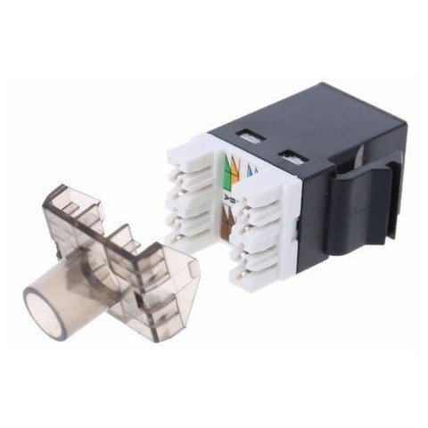 Conector RJ-45 HEMBRA CAT.6 UTP tipo AMP 180º Keystone Negro
