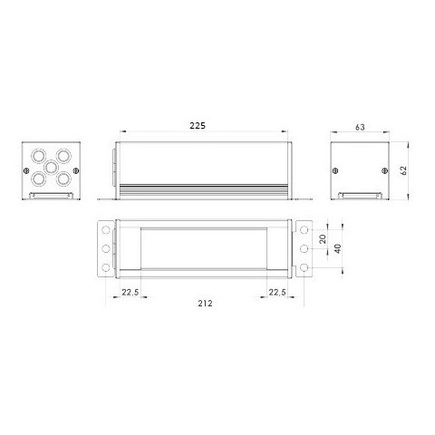 Perfil PLUS BLANCO para 4 mecanismos de 45x45 útiles