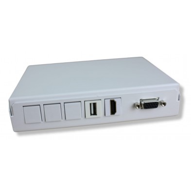 Caja multimedia metalica con conectores H-H de VGA, HDMI y USB-A/A. Incluir 3 tapas Ciegas