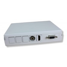 Caja multimedia metalica con conectores H-H de VGA, HDMI y MiniJack. Incluir 3 tapas Ciegas
