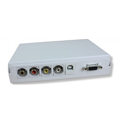 Caja multimedia metalica con conectores H-H de VGA, 3RCA, MiniJack y USB-B/A