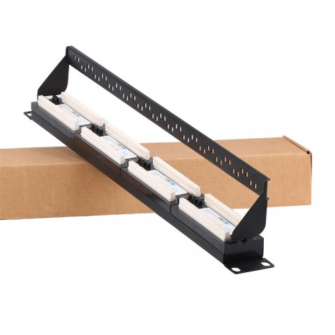 Patch Panel 1U x 24 puertos CAT6A UTP Negro con pasah. trasero