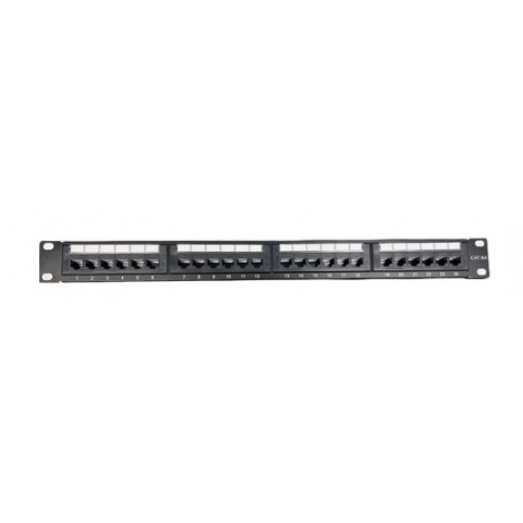Patch Panel 1U x 24 puertos CAT6A UTP Negro con pasah. trasero