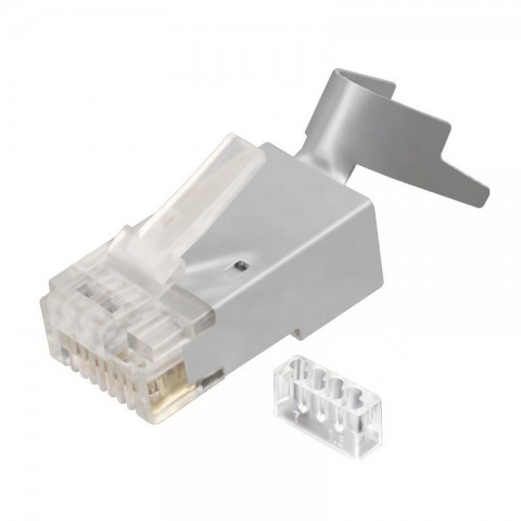Conector RJ-45 MACHO para cable CAT7 FTP con guia externa. Blister de 100 unid.