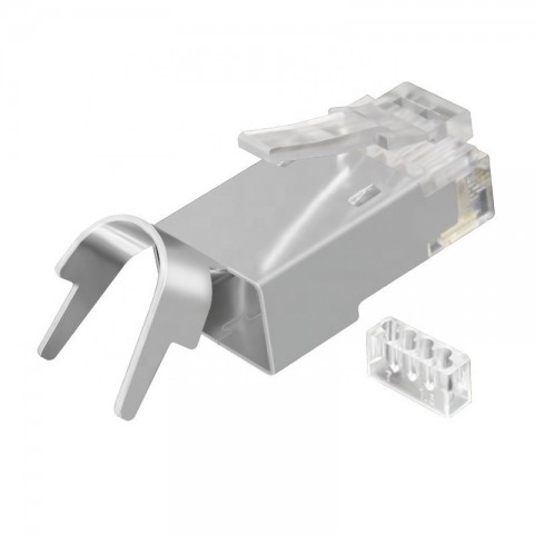 Conector RJ-45 MACHO para cable CAT7 FTP con guia externa. Blister de 100 unid.