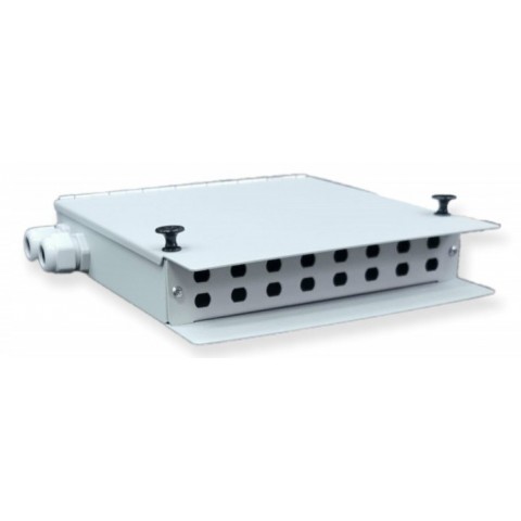 Caja mural metalica de F.O. para 16 ST Simplex. Gris