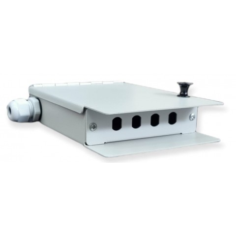 Caja mural metálica de F.O. para 4 ST Simplex. Gris