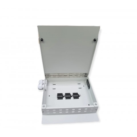 Caja mural metálica de F.O. para 16 ST Simplex. Gris