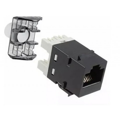 Conector RJ-45 HEMBRA CAT.6 UTP tipo AMP 180º Keystone Negro