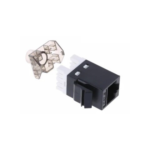 Conector RJ-45 HEMBRA CAT.6 UTP tipo AMP 180º Keystone Negro
