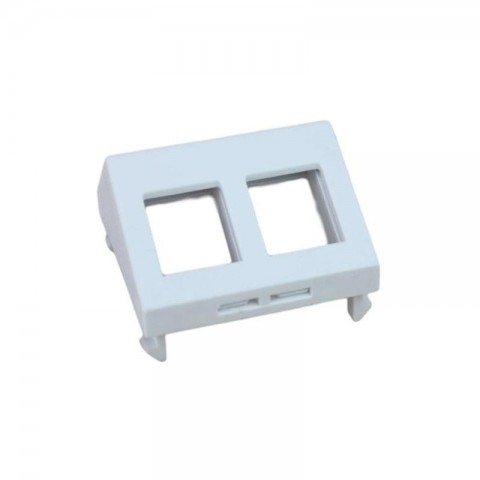 Mod. Inclinado 45º, 45x45 S/V 2RJ-45 Keystone con Patillas Laterales (Blanco/4)