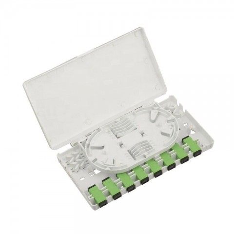 Caja F.O. de superficie PARA 8 adaptadores SC Simplex / LC Duplex