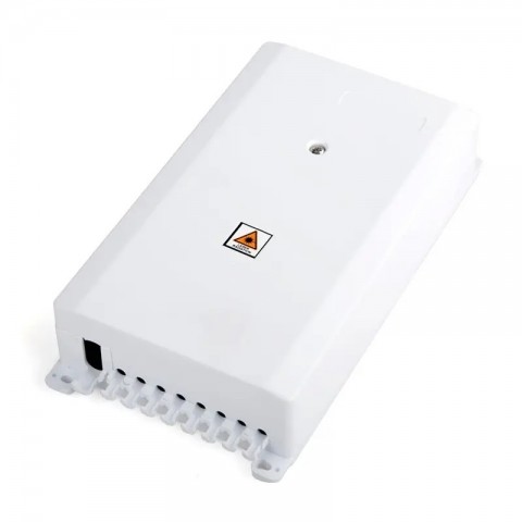 Caja F.O. de distribución y empalme para 8 SC Simplex / LC Duplex. Tamaño 235x125x50 mm