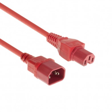 Cable alimentación IEC C14 - IEC C15 Rojo