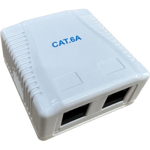 Roseta de Superficie sal. Lateral CON 2 RJ-45 CAT6A UTP tipo 110