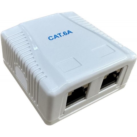 Roseta de Superficie sal. Lateral CON 2 RJ-45 CAT6A FTP tipo 110