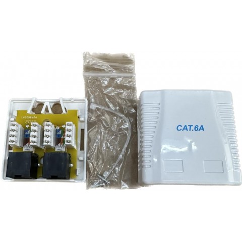 Roseta de Superficie sal. Lateral CON 2 RJ-45 CAT6A UTP tipo 110