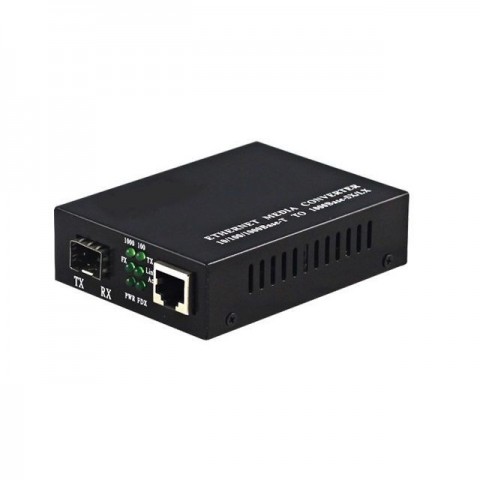 Convertidor F.O. GIGA 10/100/1000 RJ45 - 1000 SFP puerto