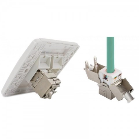 Conector HEMBRA CAT7 FTP  tipo 3M 180º Keystone (Grimpado sin Herramienta) tipo Tool-less