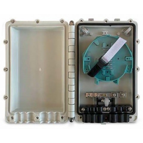 Caja empalme IP-68 Vertical F.O. para 96 fusiones. Puertos 6 max 21mm. 8 Caset. Tamaño 200x300x85 mm