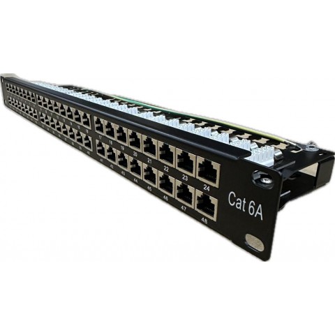 Patch Panel 1U x 48 puertos CAT6A FTP Negro