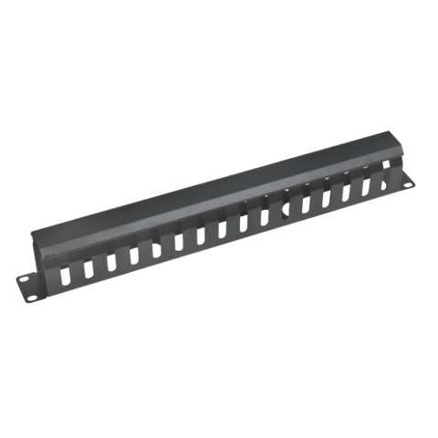 Pasahilo Metálico con Tapa 19" x 1U. x 60 Negro con Muescas