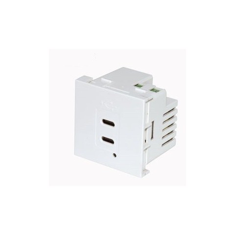 Modulo 45x45 con 2 Cargadores USB C+C (5V/4.2A). Blanco/4