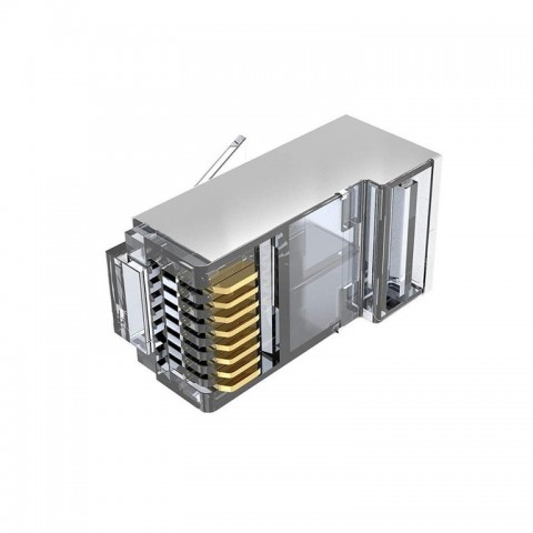 Conector RJ-45 MACHO CAT.7 FTP Hilo Pasante. Cantidad mínima. Bolsa de 100 unid.