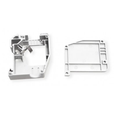 Adaptador de Carril DIN PLASTICO a 180º para 1 RJ45 Keystone + Tapa lateral