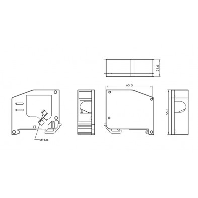 Adaptador de Carril DIN PLASTICO a 180º para 1 RJ45 Keystone + Tapa lateral