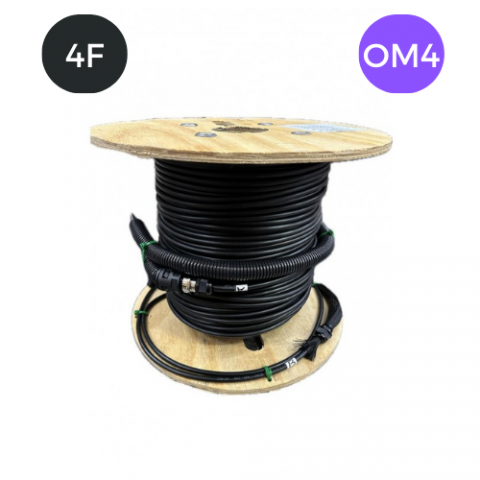Manguera F.O. MM OM4 conectorizado y fabricado con cable Interior/Exterior Armado Dielectrico LSZH.