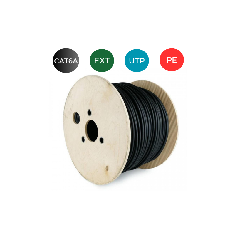 Cable CAT6A. UTP EXTERIOR PE RIGIDO. Bobina de 305 metros