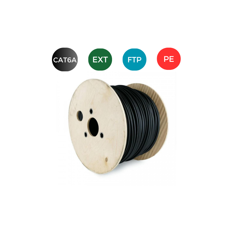 Cable CAT6A. FTP EXTERIOR PE RIGIDO. Bobina de 305 metros