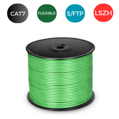 Cable CAT7 S/FTP LSZH FLEXIBLE VERDE. Bobina de 500 metros