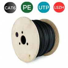 Cable CAT6. UTP EXTERIOR Cobre PE RIGIDO Fca. Bobina 500 mts NEGRO