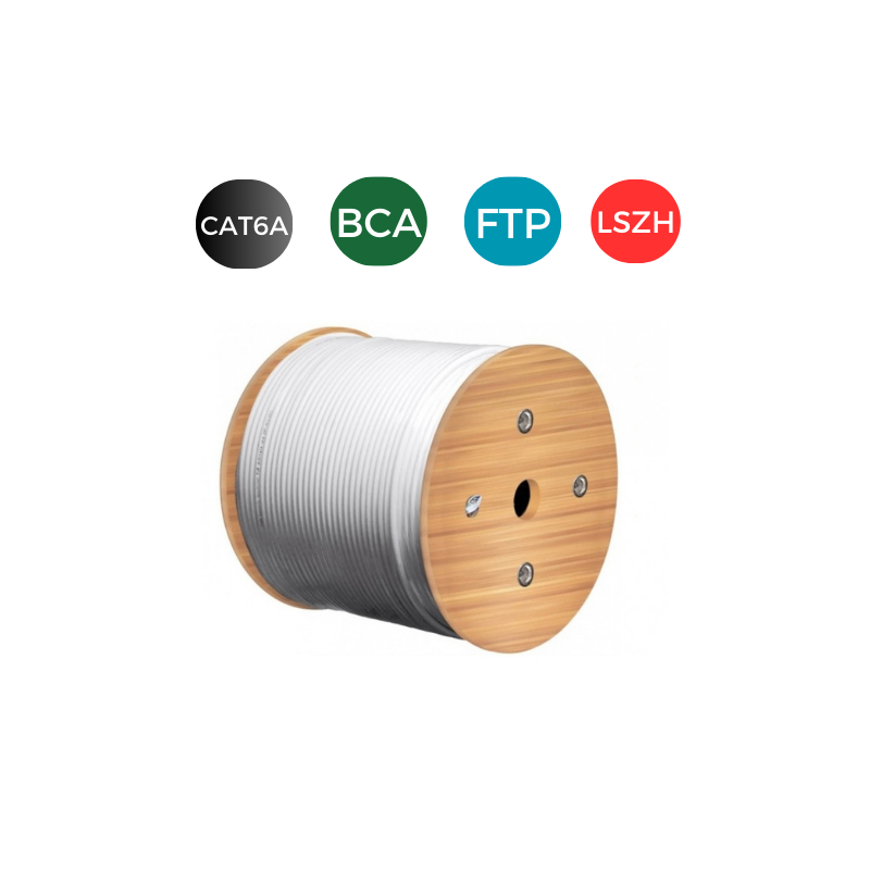 Cable CAT6A. FTP LSZH Cobre Puro RIGIDO CPR Bca. Bobina de 500 metros