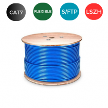 Cable CAT7 S/FTP LSZH FLEXIBLE AZUL. Bobina de 500 metros