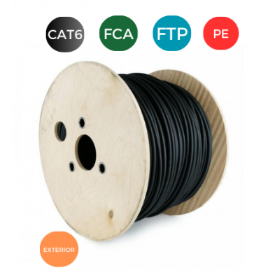 Cable CAT6. FTP EXTERIOR PE RIGIDO Bobina 500 mtrs Negro