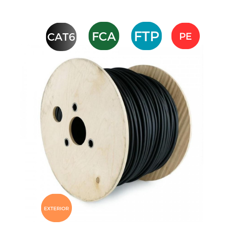 Cable CAT6. FTP EXTERIOR PE RIGIDO Bobina 500 mtrs Negro