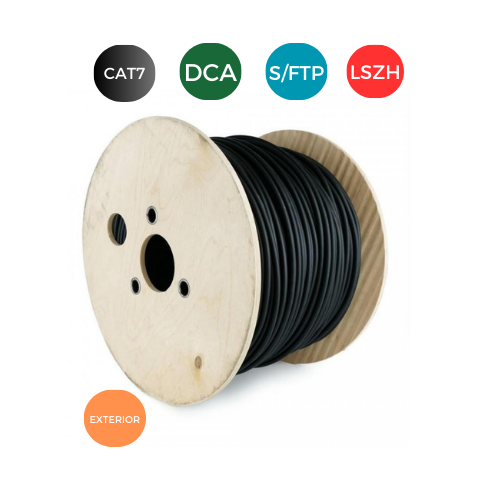 Cable CAT7 S/FTP LSZH EXTERIOR CPR Dca RIGIDO. Bobina de 480 metros