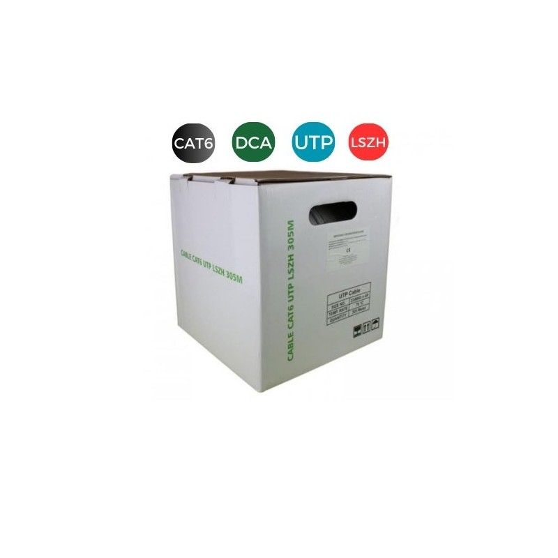 Cable CAT6. UTP LSZH Cobre Puro DCA RIGIDO (Caja 305 mts). BLANCO