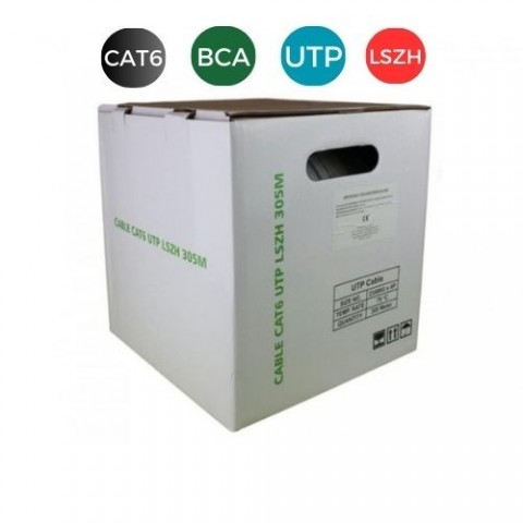 Cable CAT6. UTP LSZH Cobre Puro Bca RIGIDO Caja 305 mts. BLANCO