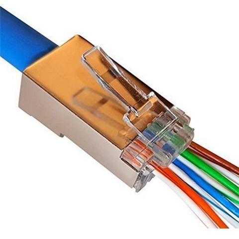 Conector RJ-45 MACHO CAT6A FTP Hilo Pasante. Cantidad mínima. Bolsa de 100 unid.