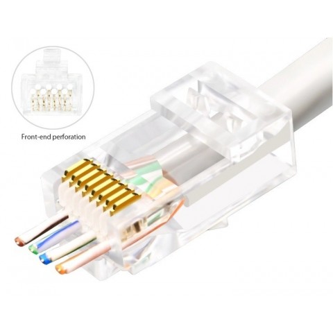 Conector RJ-45 MACHO CAT6A UTP Hilo Pasante. Cantidad minima. Bolsa 100 unidades