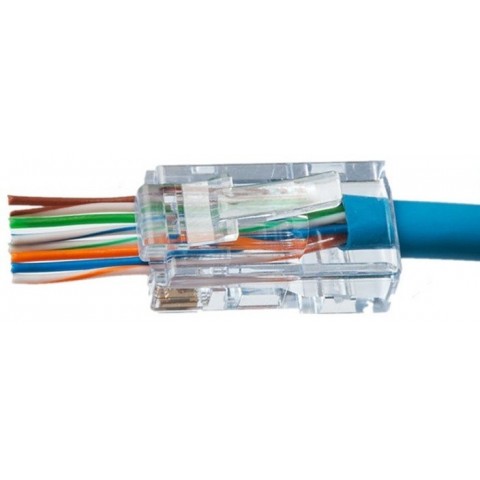 Conector RJ-45 MACHO CAT6A UTP Hilo Pasante. Cantidad minima. Bolsa 100 unidades