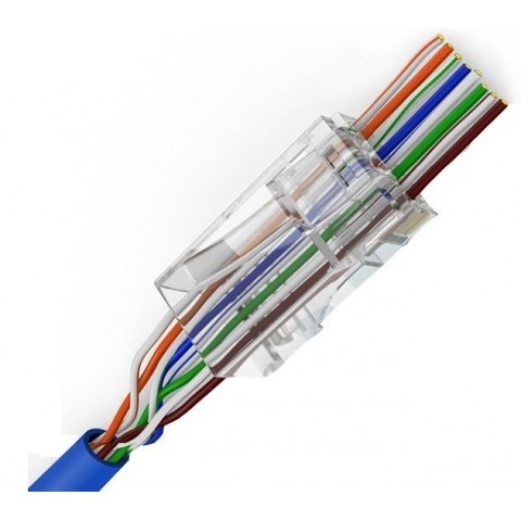 Conector RJ-45 MACHO CAT6A UTP Hilo Pasante. Cantidad minima. Bolsa 100 unidades