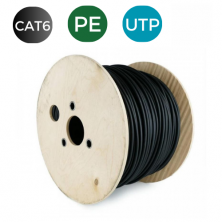 Cable CAT6. UTP EXTERIOR Cobre PE RIGIDO Fca. Bobina 500 mts NEGRO