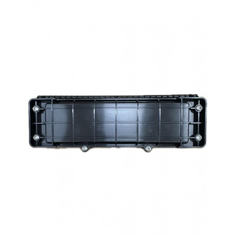 Caja empalme IP-68 Horizontal F.O. para 12 fusiones y derivación. Puertos 4 (2x2) max 10mm. Tamaño 300x115x38 mm